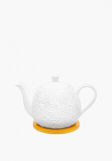 Чайник заварочный Elan Gallery 900 мл, на деревянной подставке