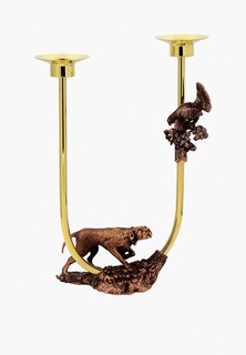 Подсвечник Кольчугинский мельхиор "Пойнтер" латунный с медными литыми элементами черненный