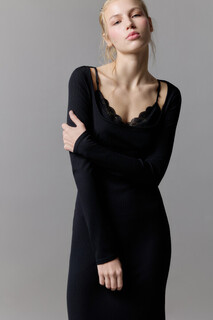 платье женское Платье миди в рубчик с кружевной отделкой Befree