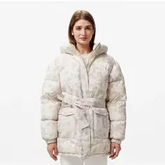 Женский короткий пуховик Lacoste с поясом и высоким воротом