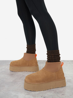 Ботинки утепленные женские UGG Classic Mini Dipper, Коричневый