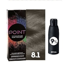 POINT Краска для волос, тон №8.1, Блонд пепельный + Оксид 9%