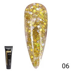 Полигель GLOBAL FASHION Цветной полигель с глиттером 02