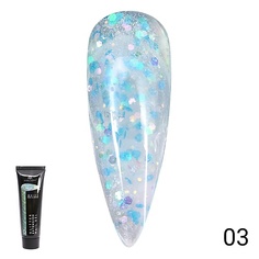 Полигель GLOBAL FASHION Цветной полигель с глиттером 02