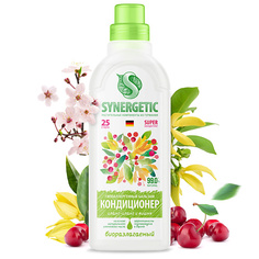 Кондиционер для белья SYNERGETIC Кондиционер - ополаскиватель для стирки белья"Иланг-иланг и вишня" гипоаллергенный 750