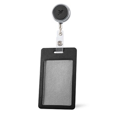 Бейдж FLEXPOCKET Карман для пропуска или бейджа из экокожи, вертикальный с рулеткой