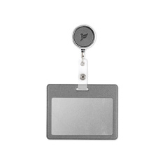 Бейдж FLEXPOCKET Карман для пропуска или бейджа из экокожи, горизонтальный с рулеткой