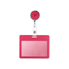Бейдж FLEXPOCKET Карман для пропуска или бейджа из экокожи, горизонтальный с рулеткой