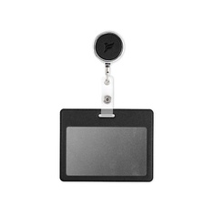 Бейдж FLEXPOCKET Карман для пропуска или бейджа из экокожи, горизонтальный с рулеткой