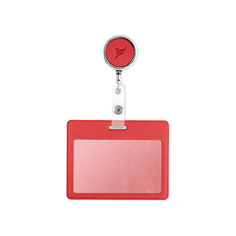 Бейдж FLEXPOCKET Карман для пропуска или бейджа из экокожи, горизонтальный с рулеткой