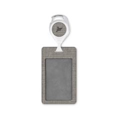 Бейдж FLEXPOCKET Карман для бейджа из экокожи, вертикальный с рулеткой и клипсой