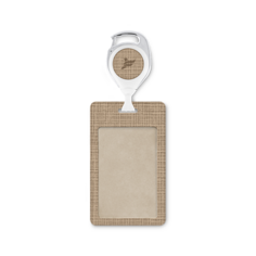 Бейдж FLEXPOCKET Карман для бейджа из экокожи, вертикальный с рулеткой и клипсой