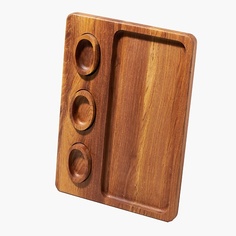 Доска сервировочная PLATES AND MORE Блюдо для суши с соусниками деревянное