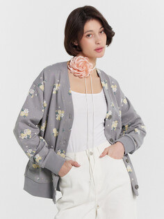 Кардиган серый с цветочным принтом Mark Formelle