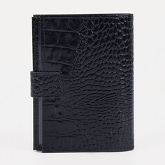 Обложка для документов 3 в 1: для автодокументов, паспорта, купюр на кнопке textura, цвет черный