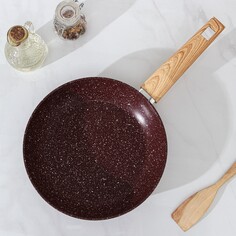 Сковорода magistro natural. brown, d=24 см, кованый алюминий, ручка soft-touch, антипригарное покрытие, индукция, коричневая