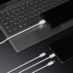 Кабель windigo, 3 в 1, microusb/lightning/type-c - usb, 2 а, pvc оплетка, 1 м, белый