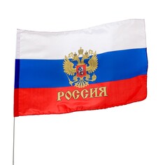 Флаг россии, 90×145 см, с гербом, полиэфирный шелк Take IT Easy