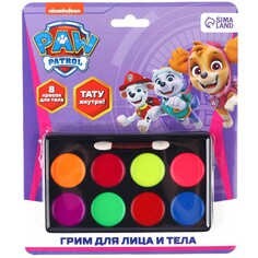 Грим для лица и тела, карандаши 6 цветов, блестки, аппликатор, тату PAW Patrol