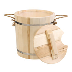 Запарник из липы, 18л, пластиковая вставка, с крышкой, Добропаровъ
