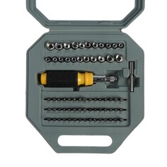 Отвертка с набором бит и головок тундра, реверсивная, в кейсе, 69 предметов Tundra