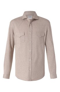 Рубашка изо льна и хлопка Brunello Cucinelli