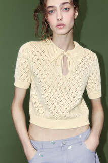 джемпер женский Джемпер вязаный ажурный с завязками на груди Befree