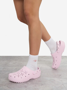 Сабо женские Crocs Classic Floral Cut Out, Розовый