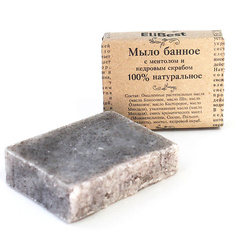 Мыло твердое ELIBEST Мыло Банное освежающее, с ментолом и кедровым скрабом, 100% натуральное 100