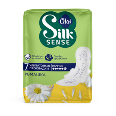 Прокладки гигиенические OLA! Silk Sense Прокладки женские гигиенические, ультратонкие, ночные, аромат Ромашка 7.0