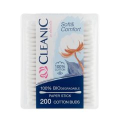CLEANIC Soft&Comfort Ватные палочки гигиенические в прямоугольной коробке 200.0