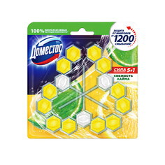 Подвесной блок для унитаза DOMESTOS Блок для очищения унитаза POWER 5 СВЕЖЕСТЬ ЛАЙМА Трио