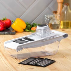 Шинковка-слайсер с контейнером magistro vegan pro, 5 насадок, 31.8×13.7×9 см, черно-белая