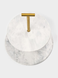 Блюдо из мрамора magistro marble, 2-ярусное, d=25/20×26.5 см, белое