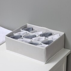 Органайзер для хранения белья ladо́m, 12 ячеек, 32×24×12 см, серый