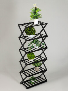 Подставка для цветов greengo, 6 полок, 50 × 25 × 110 см, напольная, бамбук, черная
