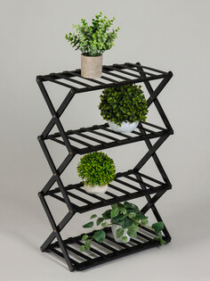 Подставка для цветов greengo, 4 полки, 50 × 25 × 68 см, напольная, бамбук, черная