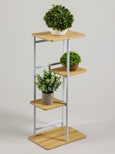 Подставка для цветов greengo, 4 полки, 36 × 23 × 74 см, напольная, каркас металл, полки мдф, белая
