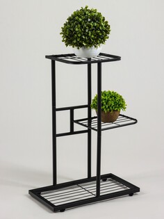 Подставка для цветов greengo, 3 полки, 43 × 22 × 57 см, напольная, металл, черная