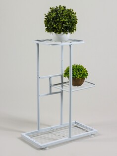 Подставка для цветов greengo, 3 полки, 43 × 22 × 57 см, напольная, металл, белая