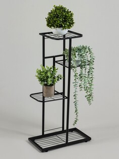 Подставка для цветов greengo, 4 полки, 43 × 22 × 82 см, напольная, металл, черная