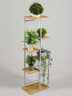 Подставка для цветов greengo, 6 полок, 36 × 23 × 106 см, напольная, каркас металл, полки мдф, белая