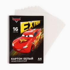 Картон белый, а4, 16 листов, немелованный, односторонний, в папке, 220, г/м², Disney