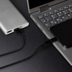 Кабель windigo, 2 в 1, microusb/lightning - usb, 2 а, нейлон оплетка, 1 м, черный