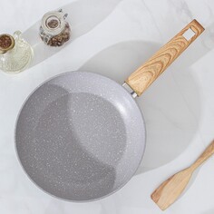 Сковорода magistro natural, d=24 см, кованый алюминий, ручка soft-touch, индукция, антипригарное покрытие, серая
