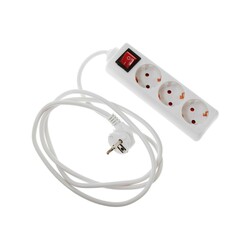 Удлинитель luazon lighting, 3 розетки, 1,8 м, 10 а, 1300 вт, 3х0.75 мм2, с з/к, с выкл., б