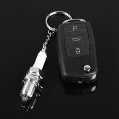 Брелок автомобильный, свеча зажигания с фонариком, хром, металл Cartage