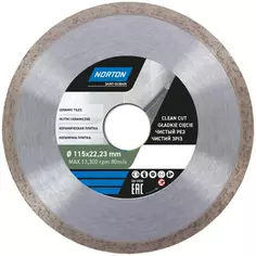 Диск алмазный по керамике Norton Ceram 70184601274 сплошной 115x22.2x1.8 мм Norton.