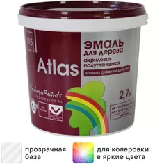 Эмаль акриловая Радуга полуглянцевая Атлас 115 прозрачная база С 2.7л