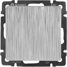 Выключатель встраиваемый Werkel 1 клавиша с подсветкой, цвет серебряный рифленый